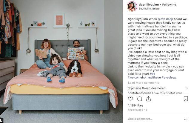 Influencer marketing campaign for designer mattress and home interiors brands in the business of sleep